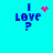 Pixelated blue text "I LOVE ?" on cyan background with pink heart and particle effects in four variations.