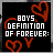 Black background with red heart outlines and white pixelated text displaying phrases about 'forever' definitions.
