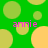 Green background with yellow and light green circles; pink text 'annie' appears four times; some circles are split into halves.