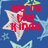 Blue background with white star and light blue fish shapes, red text reading 'we're the kind' 'friends who get' 'hit by parked cars' across four