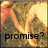 Pixelated image of a person in a bikini on a beach with text changing from 'promise?' to 'promise' to 'x infinity!' across frames.