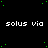 Black background with green pixelated dots scattered , repeated white text 'solus via' in three , and a solid gray rectangle on the right edge