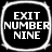 Four identical square icons with rounded corners display white text on a black background, each reading EXIT NUMBER NINE in bold uppercase letters.