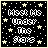 A 48x48 pixel animated contact sheet of six frames showing a starry night background with the phrase "(kiss) Its Under The Stars" in white and yellow text, where only the word "Stars" changes color between frames.
