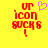 Pixelated red text on yellow background reads 'ur icon sucks!' with a pink heart symbol above the word 'icon' in one frame, absent in another.