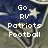 Pixelated icon with white text 'Go RV Patriots Football' over a blurred background featuring a star and dark blue and gray tones.
