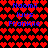 A pixelated image with red heart patterns on a black background, displaying blue text reading "Naomi luvs Frankie" in two identical vertical