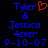 Pixelated blue text on black background reads 'Tyler & Jessica 4ever 9-10-07' with red heart symbol above Tyler, repeated side-by-side.