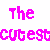 Pixelated text reads 'The cutest guyz of all' in bright pink with scattered stars, alongside a photo of two dogs.