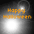 Four- of grayscale backgrounds with orange 'Happy Halloween' text, each showing a different light effect on the background