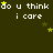 Dark green background with repeated white text "do u think i care" and yellow stars scattered across the image.