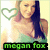 A pixelated image of a woman with long dark hair wearing a green top, featuring three variations of text overlays and heart symbols.