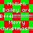 Pixelated green and red diamond-patterned background with repeated white text reading 'Mollie & Bailey are Eff4!!!!!!!!!! Merry Christmas!!!!' in a festive style.