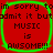 Red square with green border displaying repeated text 'im sorry toim sorry to admit it but MUSIC is AWSOME!!' in black pixelated font.