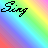 four and four displays text and shapes on a rainbow gradient background with diagonal stripes