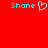 Red background with cyan text 'Shane' on left and right, a white pixelated heart symbol between them.