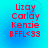 Red text on blue gradient background with four identical showing names and symbols