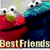 Pixelated static image shows two cartoon characters with red and blue bodies, white eyes, yellow beaks, and a 'Best Friends' text banner at the bottom.
