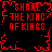 Red pixelated text 'SHANE THE KING OF KINGS' repeated four times in a on black background with red jagged border