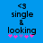 <3 single & looking with pink and purple stars on blue background; animation shows star color change from left to right.