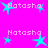 Pixelated pink background with repeated cyan star shapes and 'Natasha' text in light purple, arranged in a pattern