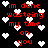 Red pixelated text repeats 'im done wasting my time on you' across a black background with scattered white heart shapes.