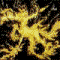 Animated sequence showing a golden-armored figure with glowing aura, lightning effects, and multiple poses against dark backgrounds.