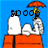 Animated icon shows Snoopy and Woodstock on an orange doghouse under a blue sky, with changing text above them.