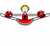 A static pixel art icon shows a red figure with yellow-green hair holding two red ladybugs on gray arms against white background.