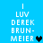 Pixelated text on blue background with two heart symbols changing color between frames.