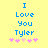Yellow background with blue pixelated text reading "I Love You Tyler" and pink heart symbols below, showing animation changes in the hearts' positions.