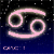 Animated contact sheet of six frames showing a glowing Cancer zodiac symbol with color variations against a starry background, each frame displaying different luminosity and hue transitions.
