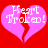Two identical pink broken hearts with 'Heart Broken!' text on red background, each heart split into two jagged pieces.