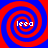 Four identical spiral patterns in red and blue with the text 'leed' in white at the center of each spiral.
