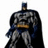 Batman figure in gray and blue costume with black cape stands against white background, red displays text 'to the movies with shelby!!!!' below three heart icons