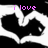 Pixelated black-and-white heart-shaped icon with pink text reading 'i love you ryan' across four