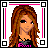 Pixel art contact sheet showing three distinct animated frames of a female character in punk-themed outfits with pink and black color scheme, each labeled with text below the frame.
