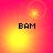 Four- of pixelated yellow-orange light bursts on pink background with "BAM" text in each