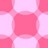 A static pixelated image composed of overlapping pink and white squares forming a central square with four corner extensions.