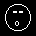Pixelated circular icon with white outline showing facial expression changes from neutral to angry