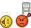 Yellow and orange circular icons with speaker symbols, some showing angry or neutral expressions on the orange circles.
