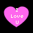 Four pink heart-shaped icons with white text "I Love U" arranged in a on black background