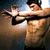 four with red backgrounds and white text, featuring a shirtless man in action pose on left top