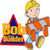 A 2x2 contact sheet of a Bob the Builder animated icon showing three frames: two character poses and a text screen with 'I ❤️ Bob' on yellow background.