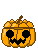 Nine pixel-art pumpkin icons arranged in a , each with distinct facial expressions and accessories against a solid gray background