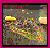 Pixelated static icon with pink border, black inner frame, and abstract multicolored pixel clusters resembling a blurred landscape or chaotic scene.