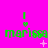 Green pixelated text 'marissa' with a heart above it on a bright pink background, featuring animated sparkles and plus signs.