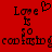 Red background with black pixelated text reading "Love is so confusing" and a heart symbol above the word Love on the left side.