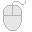 Pixelated mouse icon animation showing two frames: a plain white mouse and the same mouse with an orange highlight on the top-right button and green "clik!" text.