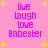 Pink background with yellow stars and purple text reading 'live laugh love Babesber' in two